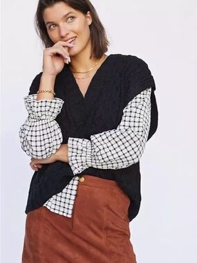 NWT Anthropologie Cap Sleeve Knit Sweater Vest Sz Large